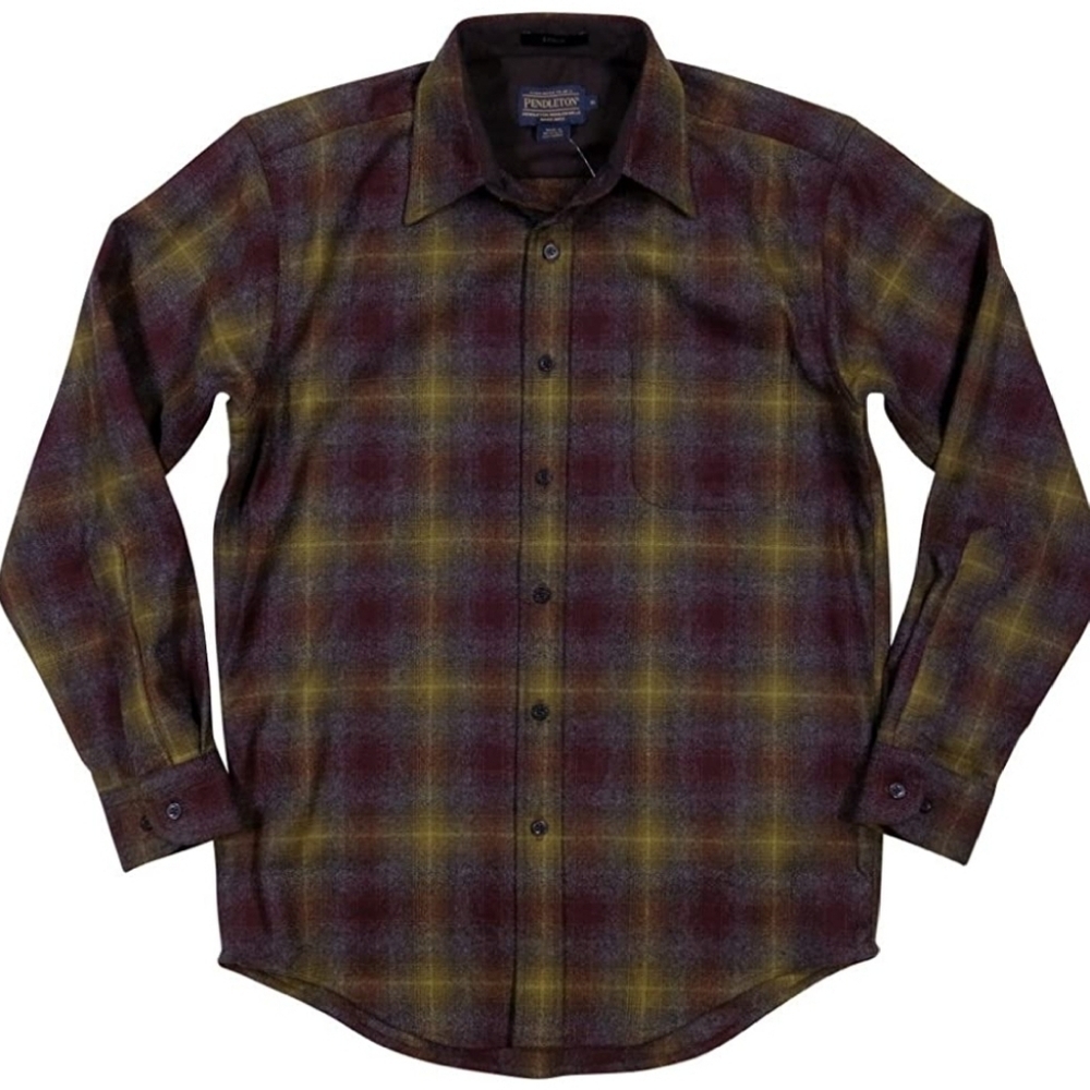 Pendleton Lodge Shirt Burgandy/Gold Plaid